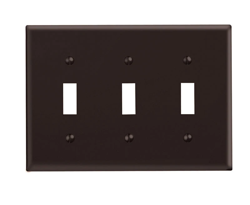 Leviton 3-Gang Plastic Toggle Switch Wall Plate, Brown