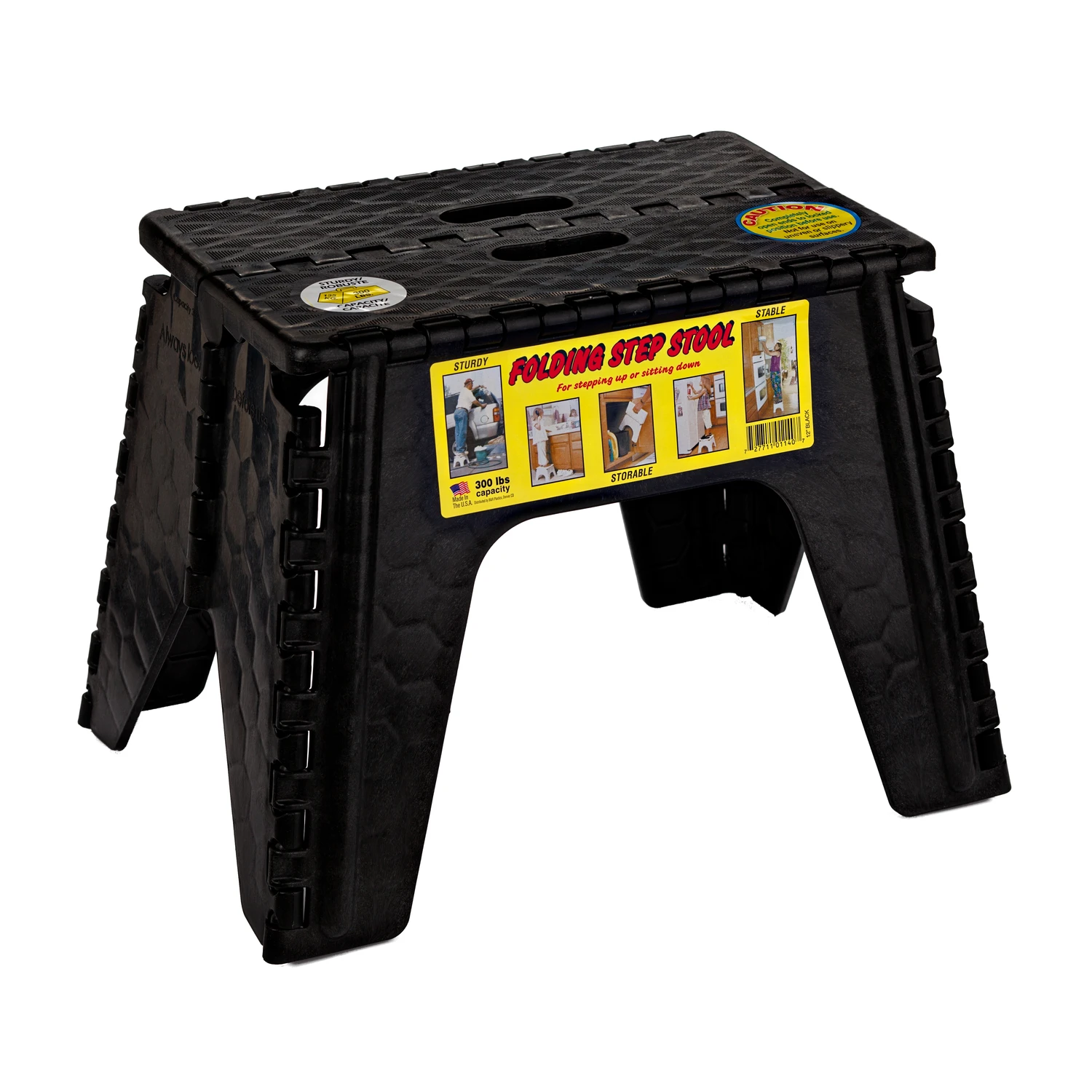 E-z Foldz 12 In. Black 1-step Folding Step Stool With 300 Lb Capacity