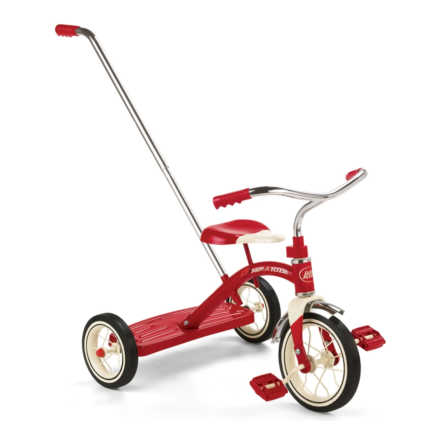 Radio Flyer Classic Red Tricycle With Push Handle, 10 In. Wheel Diameter, Model 34t