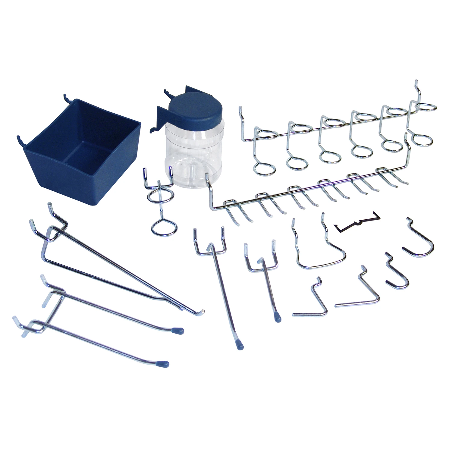 1843b Pegboard Organizer Kit, 43 Piece, Zinc Plated Steel, Fits 1/8 & 1/4 In.