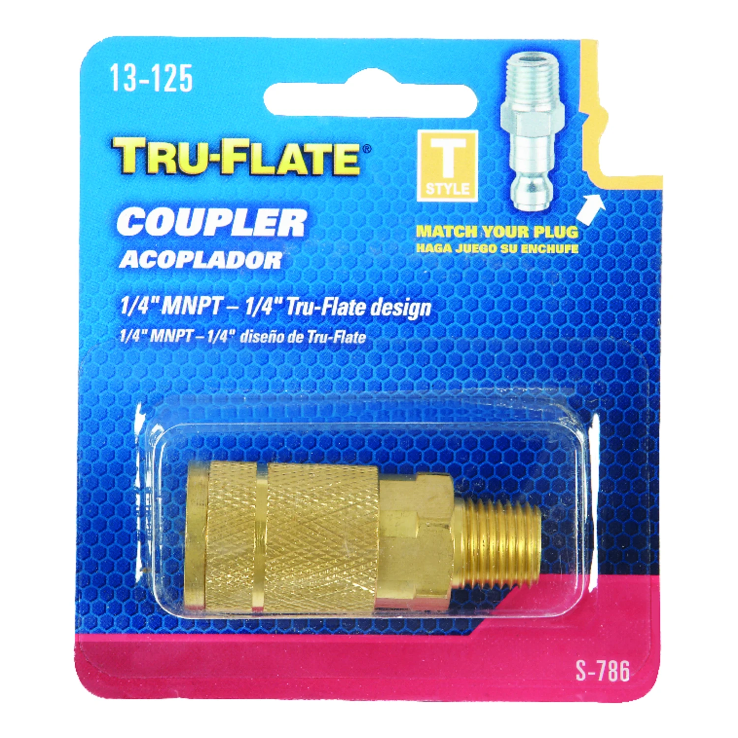 Push-to-connect 1/4 In. Mnpt Brass Coupler, Model 13-125