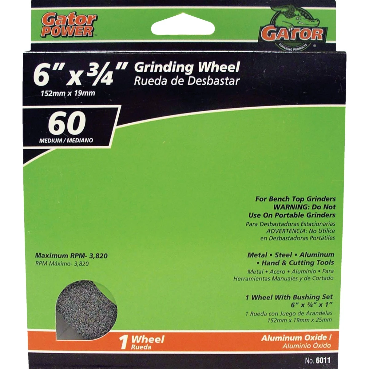 6 In. 3/4 In. Adjustable Bench Grinding Wheel - Fits 1', 3/4', 5/8', 1/2'