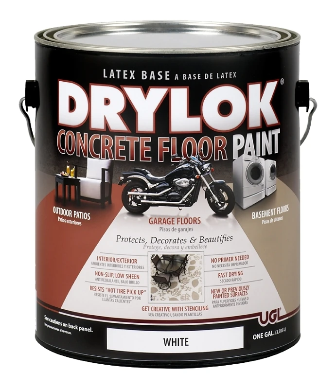21213 Flat White Latex Concrete & Garage Floor Paint 1 Gallon, Covers 500-600 Sq.ft.