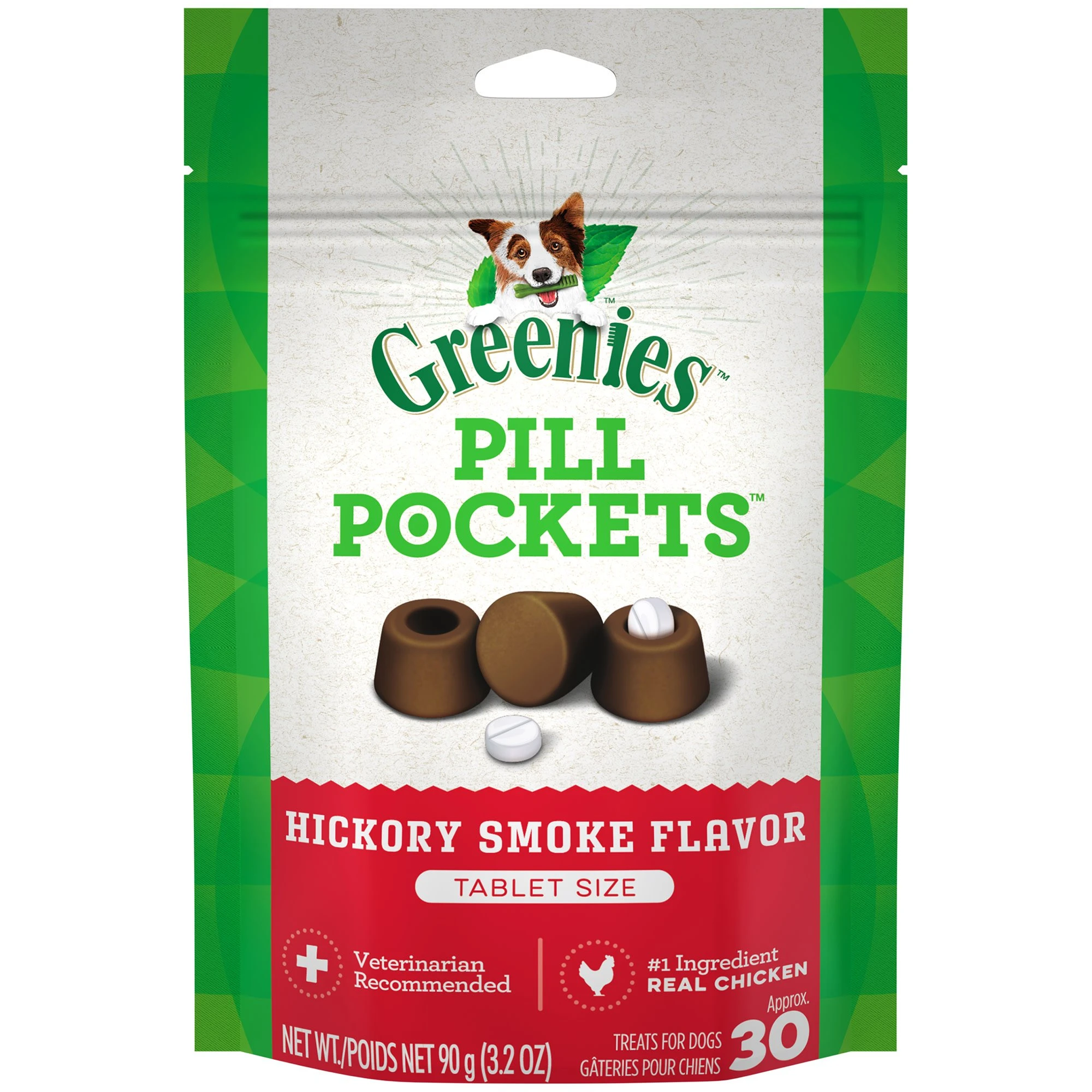 Greenies Pill Pockets Tablet Size Hickory Smoke Flavor Dog Treats, 3.2 oz., Count of 30, Pack of 30