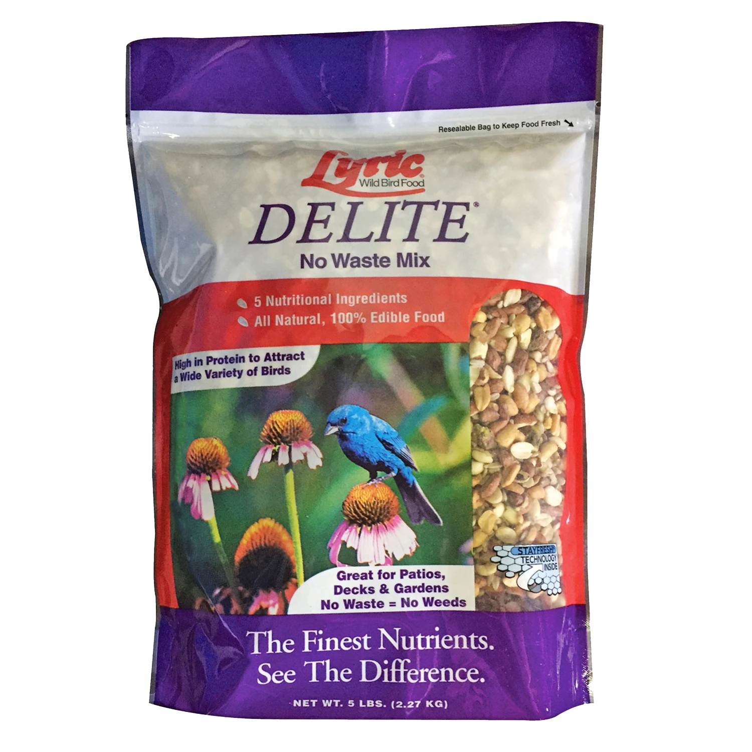 Delite High Protein No Waste Bird Food Mix, 5 Pounds