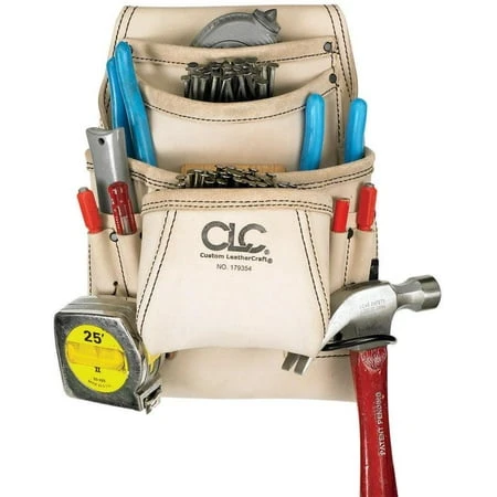 10-pocket Leather Carpenter's Nail & Tool Bag, 20 In. W X 22-1/2 In. H