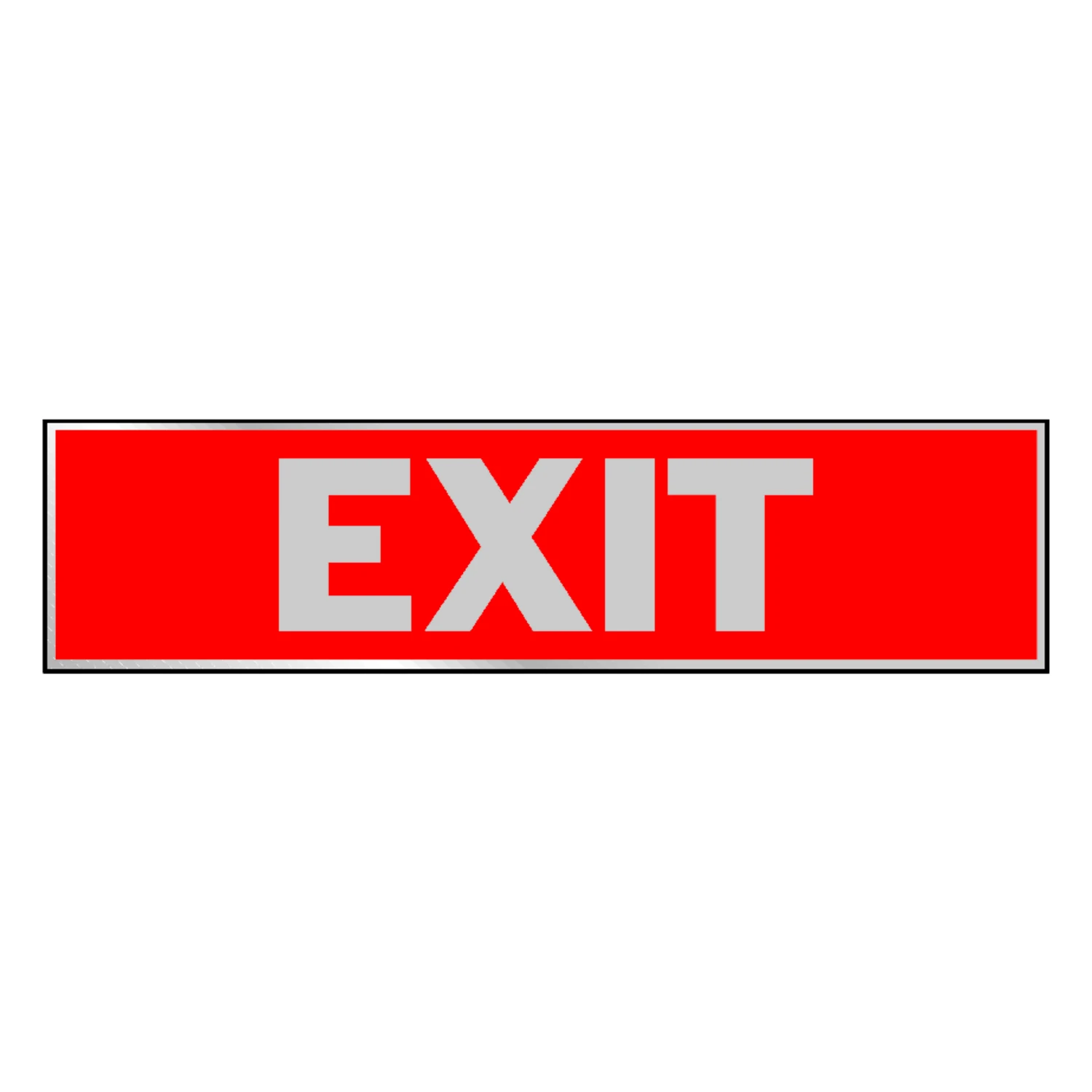 Exit Sign, Red, Aluminum, Adhesive Backing, 2 Inches by 8 Inches