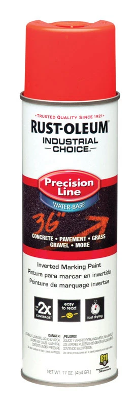 Industrial Choice Precision Line Marking Spray Paint, Fluorescent Red Orange, 17 Ounce Can