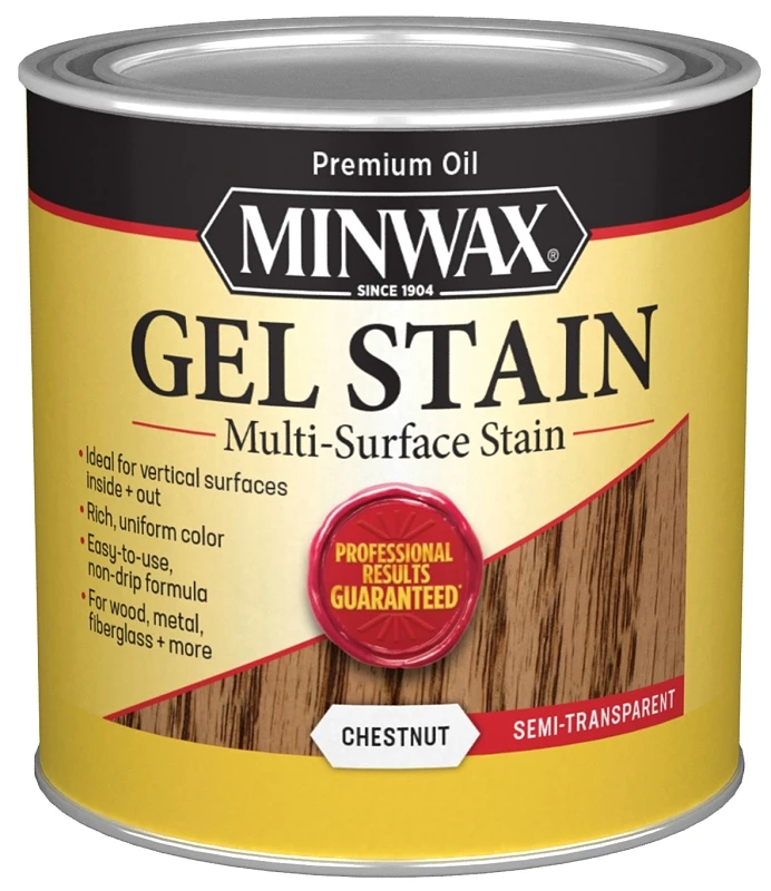 Chestnut Gel Wood Stain Finish, Half Pint, Rich Chestnut Color