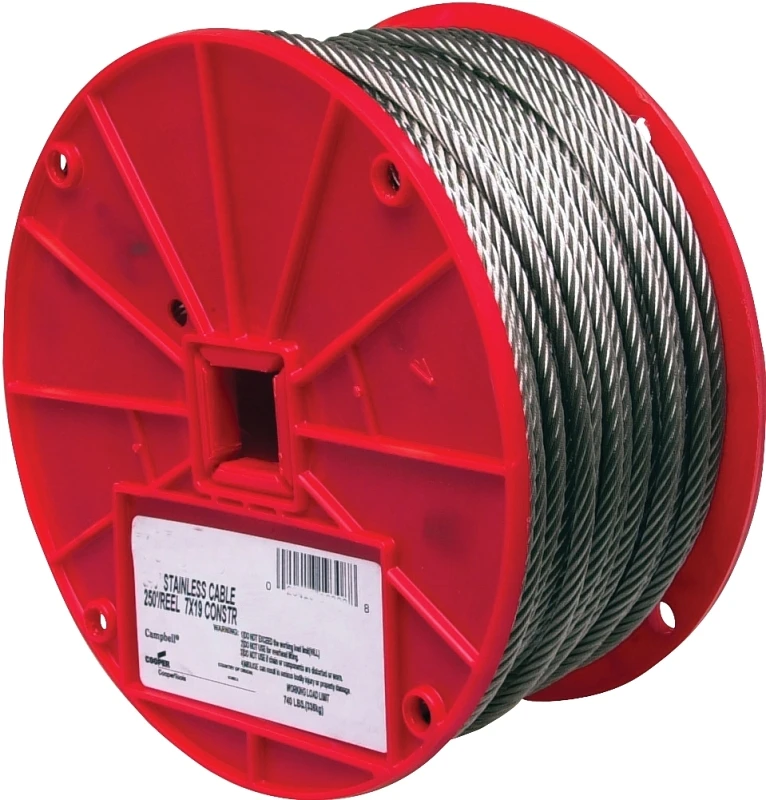 Stainless Steel Cable 3/16 Inch Diameter by 250 Feet Length