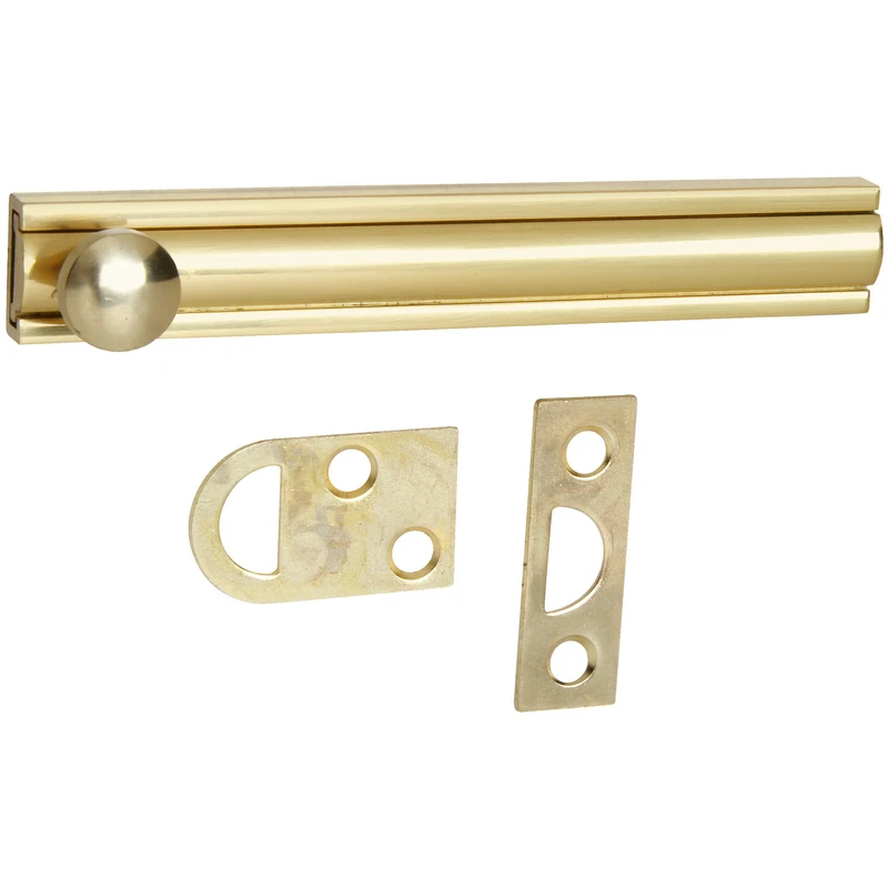 Gallery Series 4 In. Polished Brass Door Surface Bolt - Solid Brass Finish