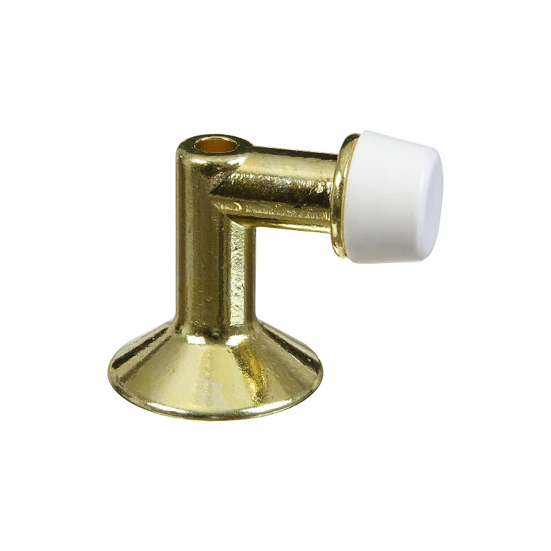 1 In. Bright Brass Floor Mount Door Stop With Plastic Tip
