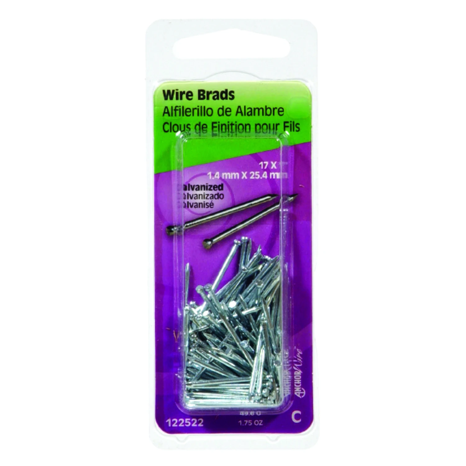 Hillman 17 Ga. X 1 in. L Galvanized Steel Brad Nails 1 pk 1.75 oz Hillman 17 Ga. X 1 in. L Galvanized Steel Brad Nails 1 pk 1.75 oz