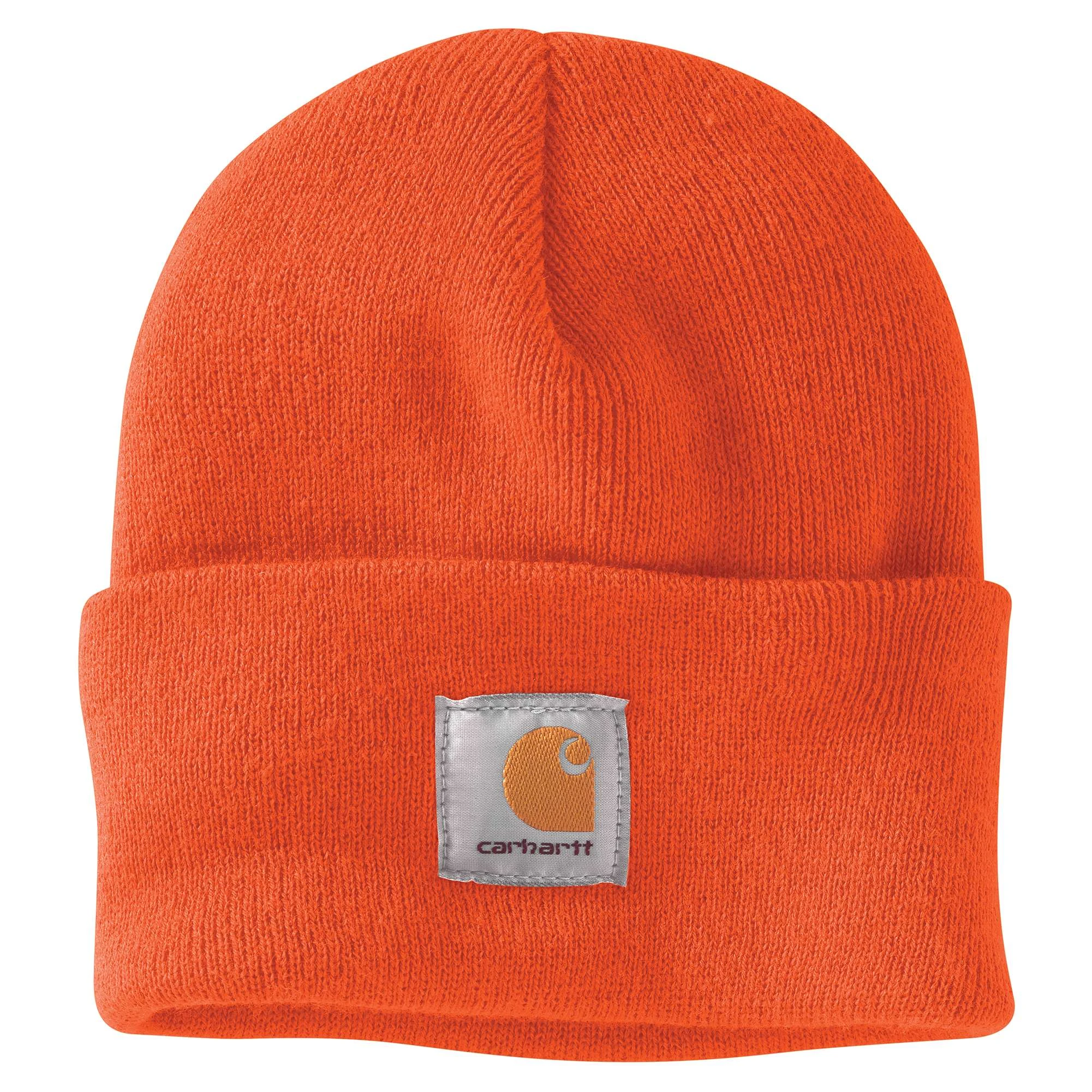 Bright Orange Acrylic Watch Hat Beanie Cap