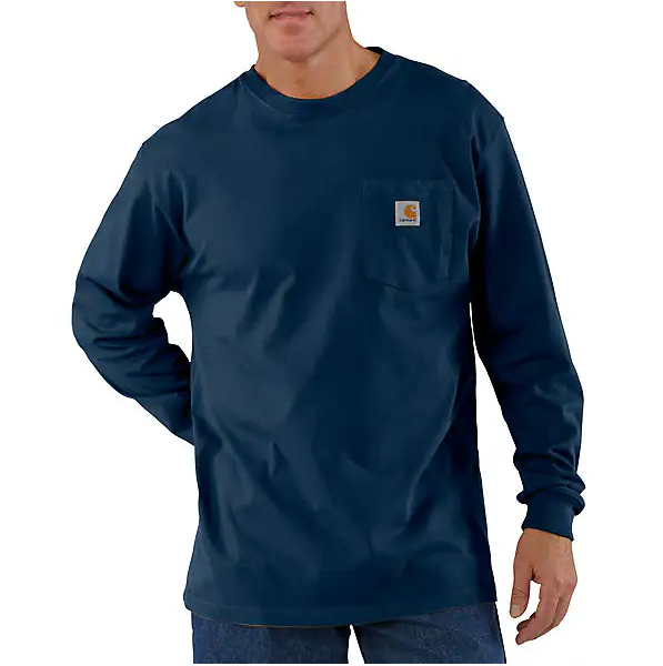 Long Sleeve Navy Pocket T-Shirt, Extra Large Tall Size