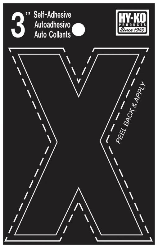 3 In. Black Vinyl Self-adhesive Letter X - Weather-resistant, Die-cut