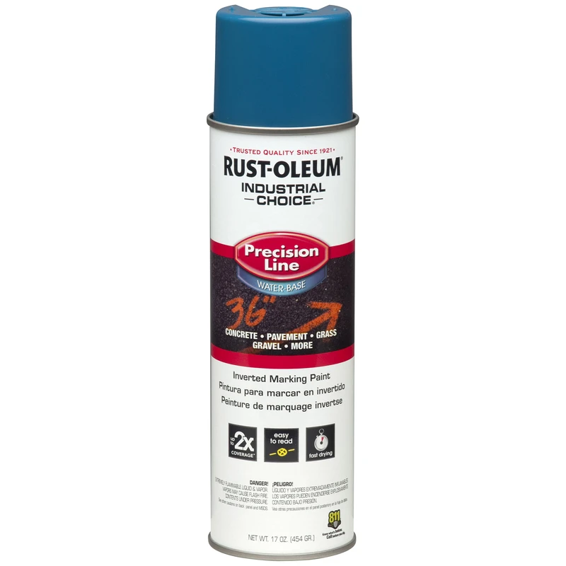 203031 Inverted Marking Spray Paint, Apwa Caution Blue, 17 Oz Can