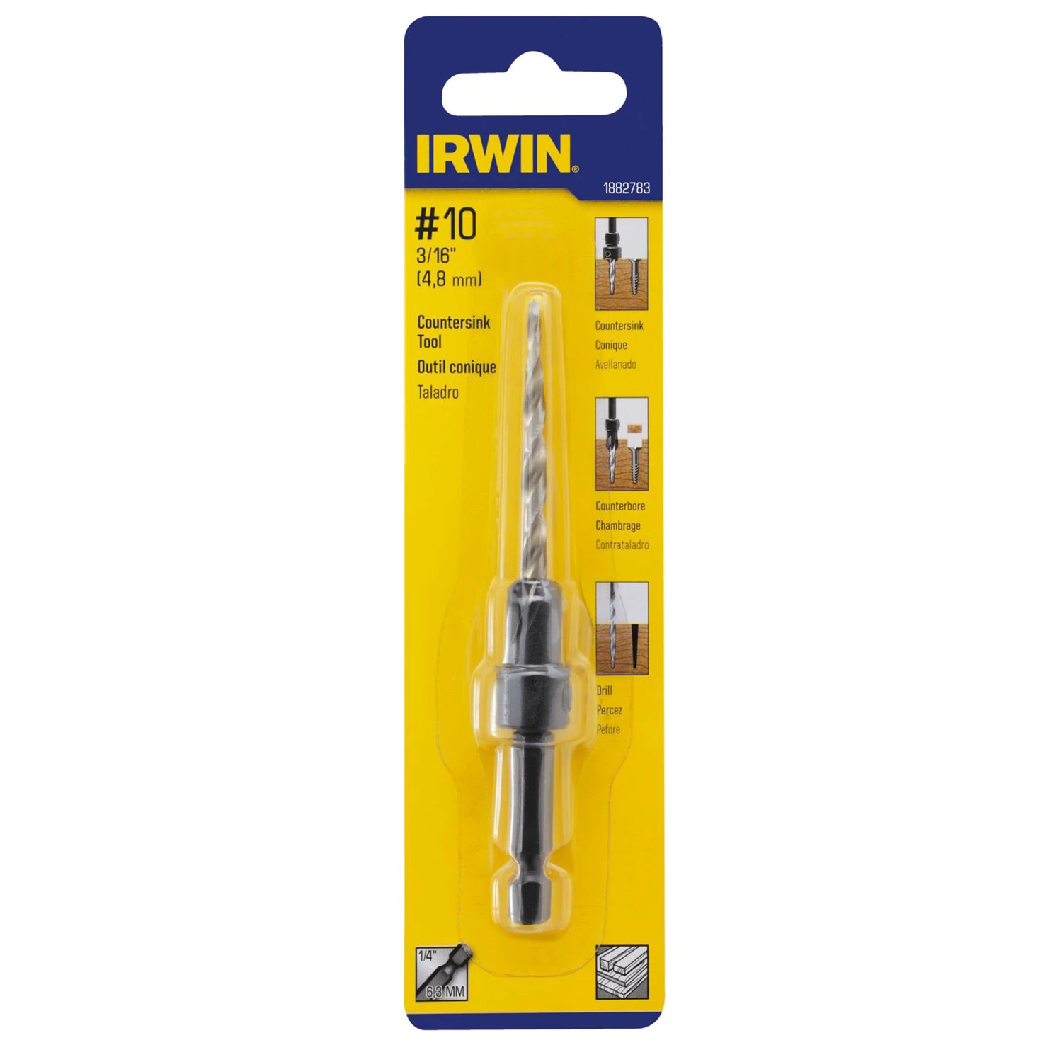#10 - 3/16 In. High Speed Steel Wood Countersink With 1/4 In. Hex Shank