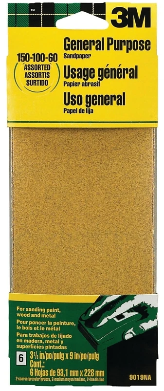 Production Sandpaper, Assorted Grit , 1/3 Sheet, 6-Pk.
