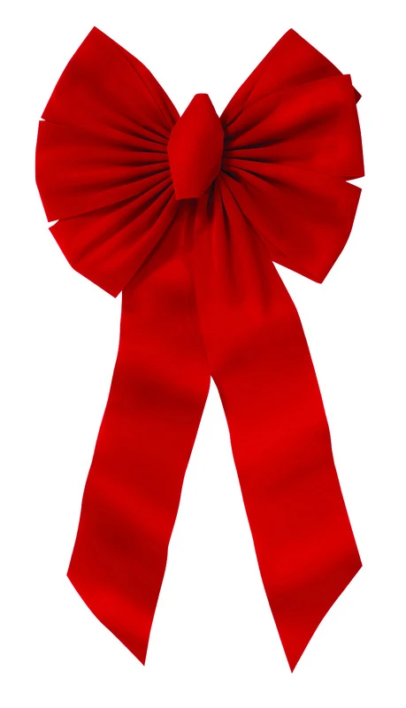 Christmas Bow, 7-Loop, Red Velvet, 14 x 28 x 4 In.