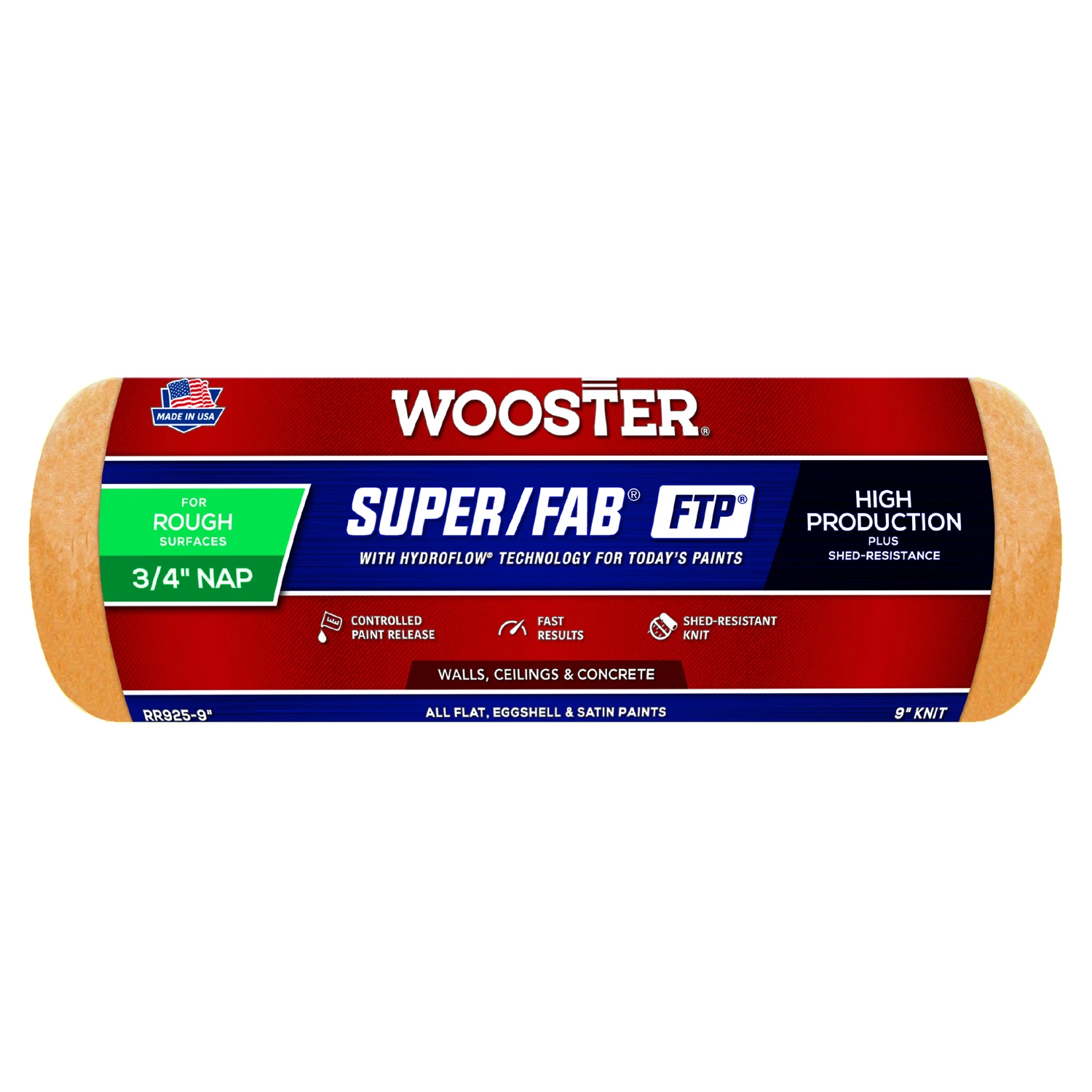 Super Fab Paint Roller Cover, Shed Resistant, 3/4-In. Nap, 9-In.