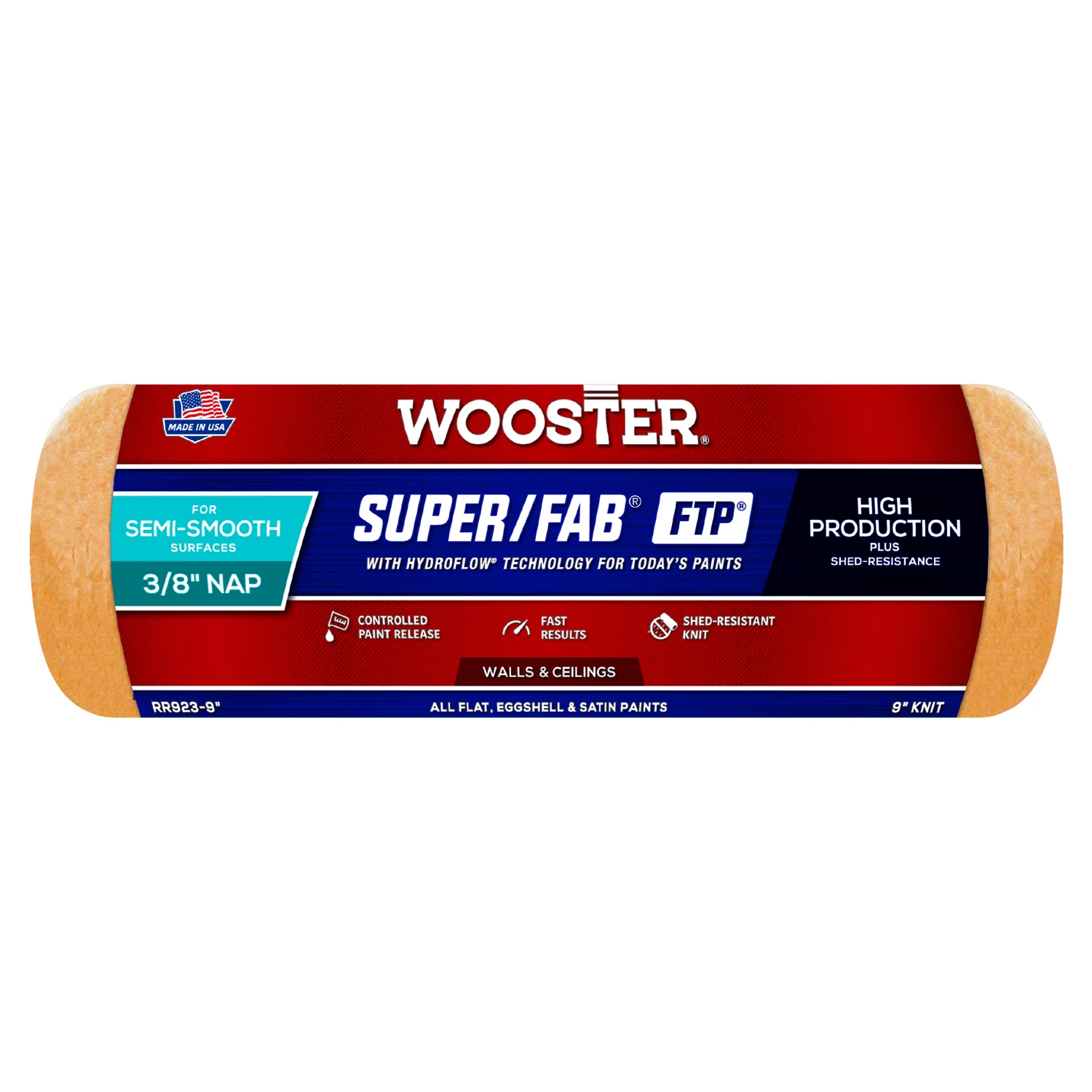 Super Fab Paint Roller Cover, Shed Resistant, 3/8-In. Nap, 9-In.