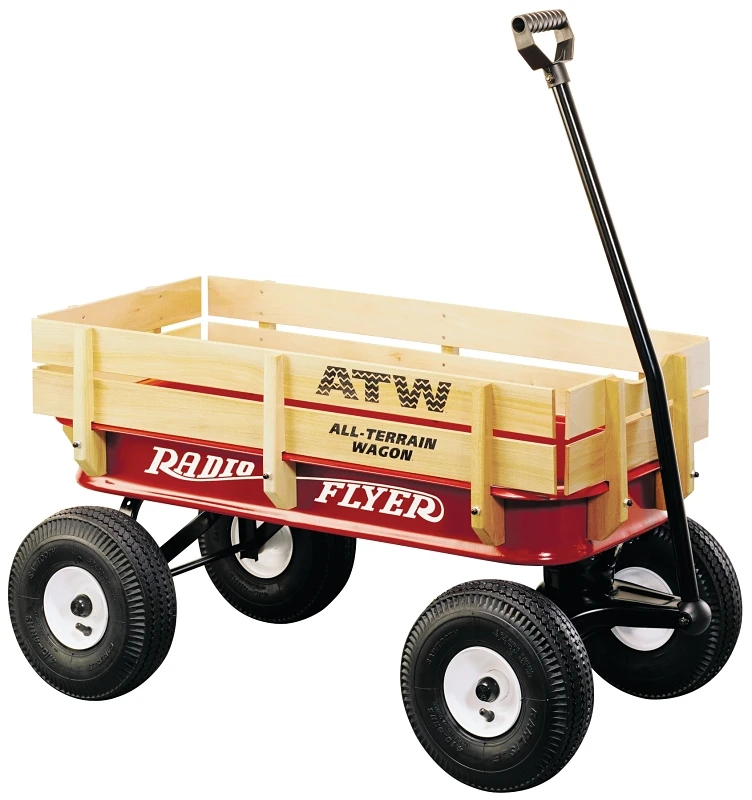 32z All-terrain Wagon, 250 Lb Capacity, Steel/wood, Red, Pneumatic Wheels
