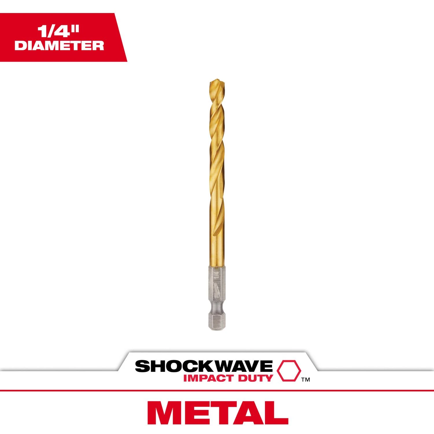 Shockwave Impact-Duty Titanium Coated Drill Bit, 1/4 Inch Diameter
