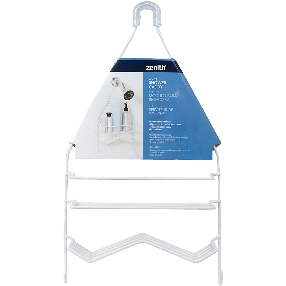 White Shower Caddy 10 In. X 17-3/4 In. With Hooks