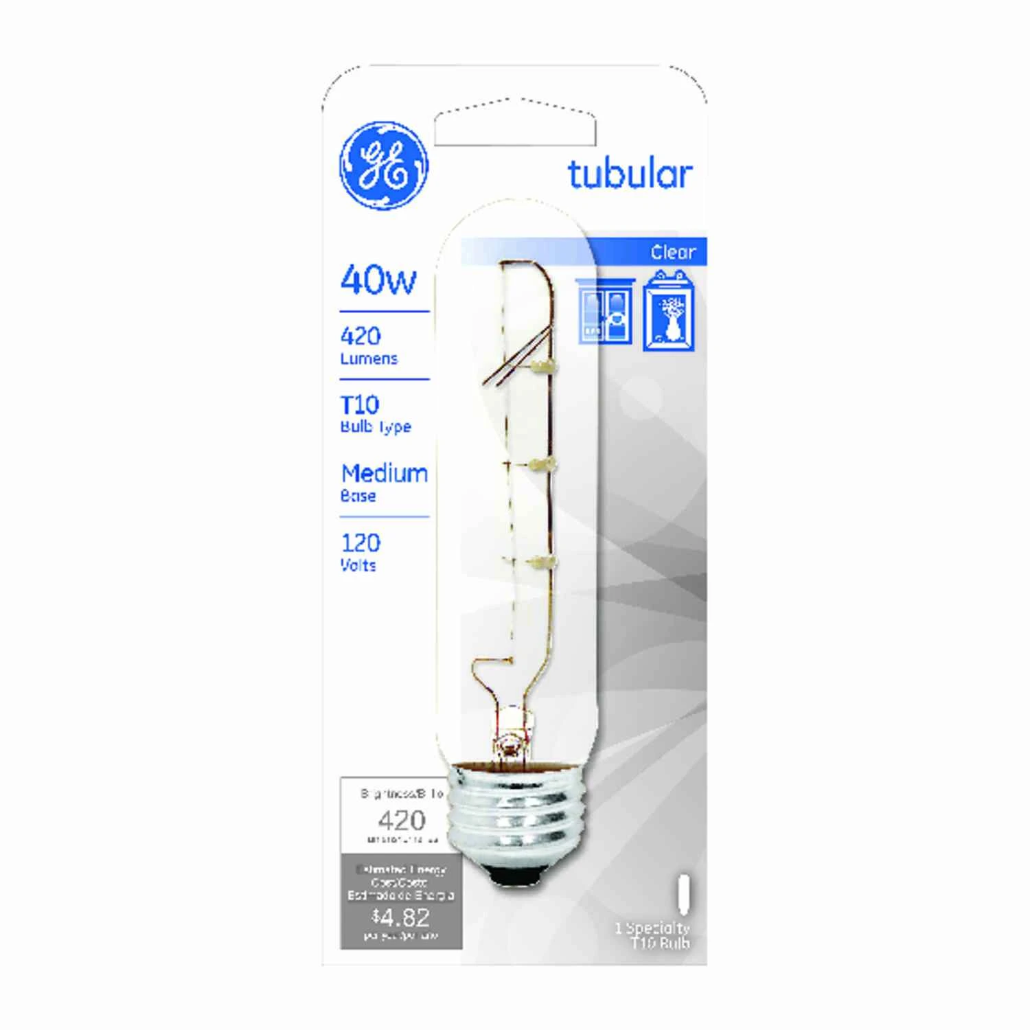 Tubular Light Bulb, Clear, 420 Lumens, 40-Watts