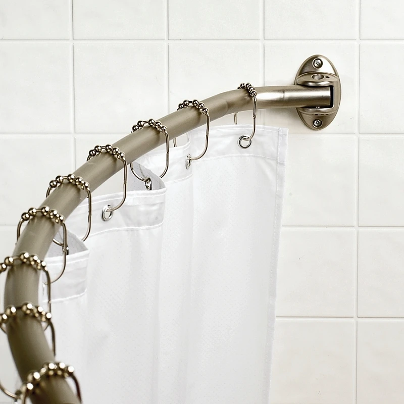 Adjustable Curved Shower Rod in Brushed Nickel Finish
