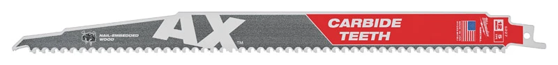 Sawzall Ax Reciprocating Saw Blade, Carbide Teeth, 5 TPI, 12 In.