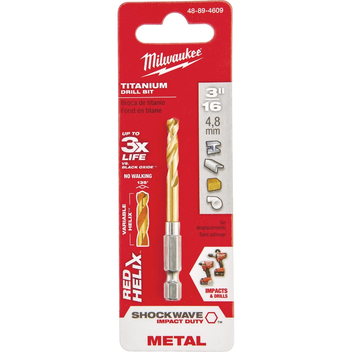 Shockwave Impact Duty 3/16 In. Titanium Hex Shank Drill Bit 3 In. Length