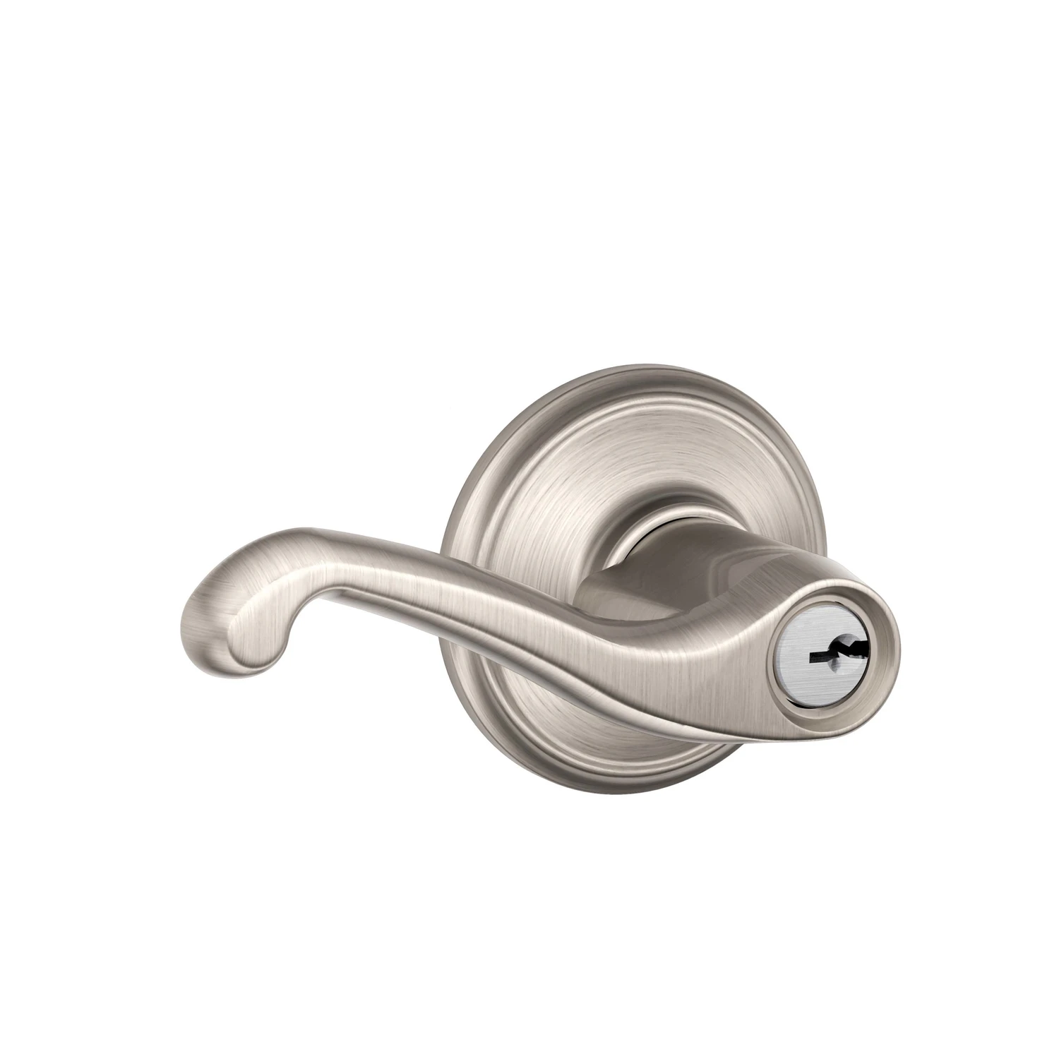 Satin Nickel Finish Flair Lever Design Entry Door Lockset