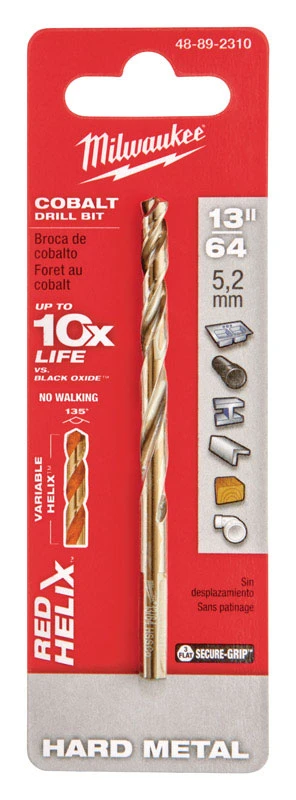 Red Helix 13/64 In. Cobalt Drill Bit, 3.75 In. Length, 135 Degree Tip