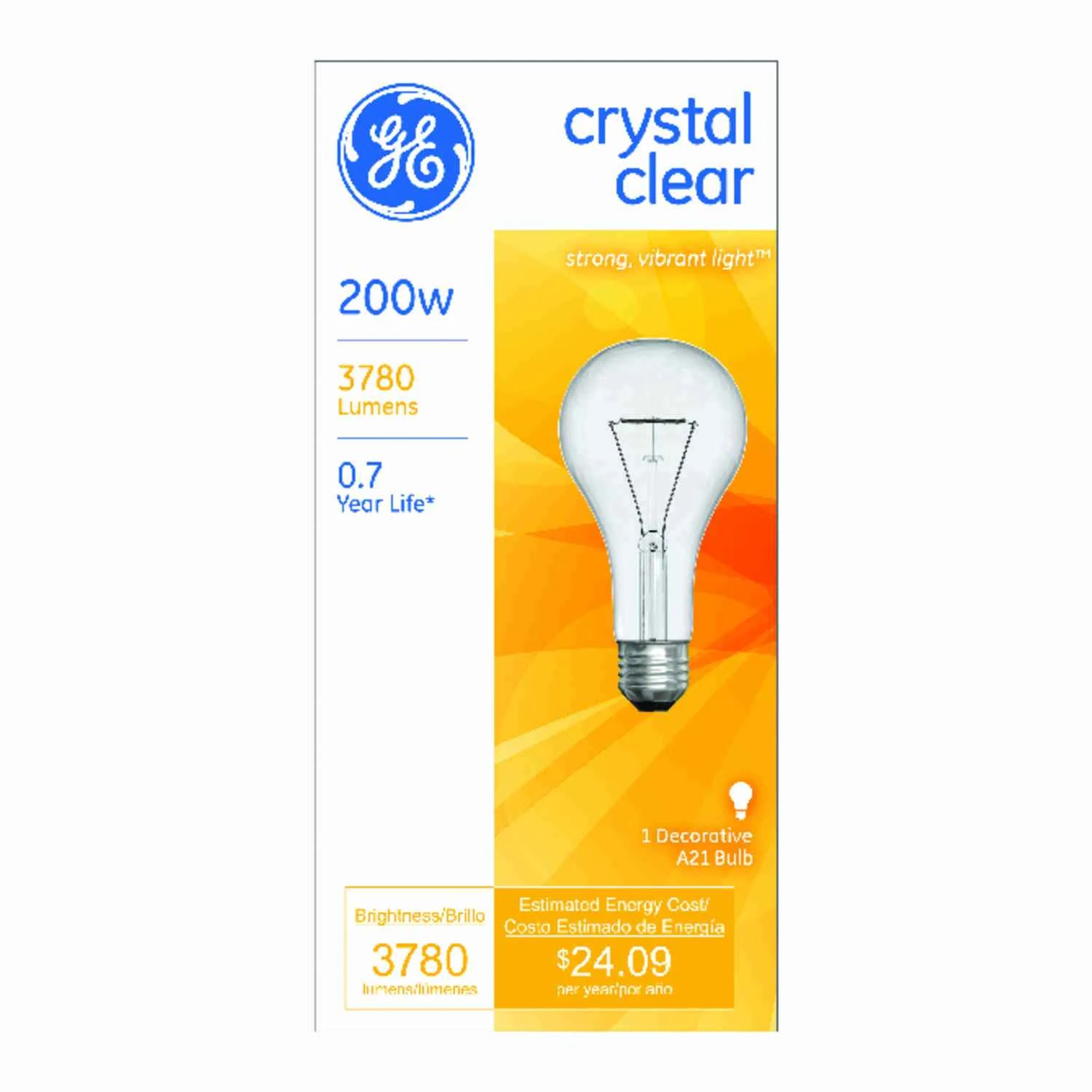 General Purpose Light Bulb, A21, 200 Watt