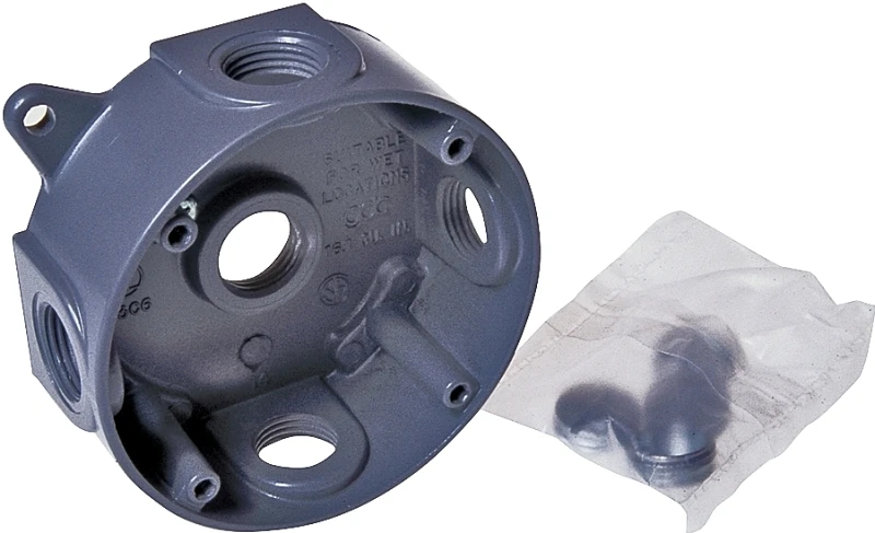 4-inch 5-outlet Gray Weatherproof Outdoor Round Box Model 5361-0