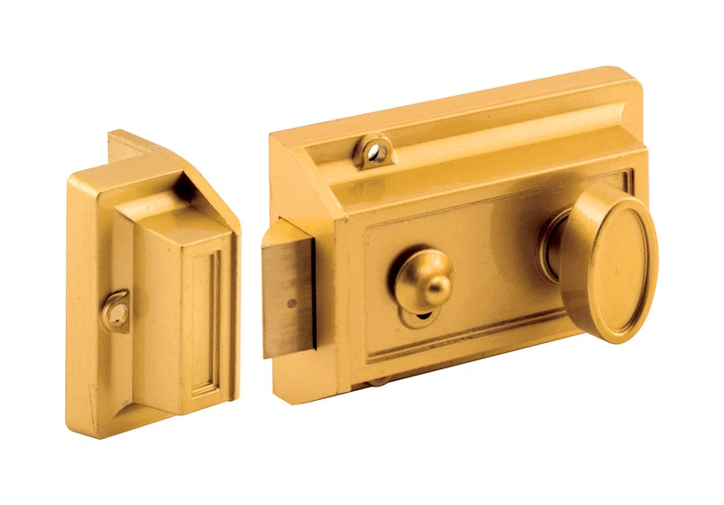 Brass 3-way Night Latch With Locking Single Cylinder, Model U 9967