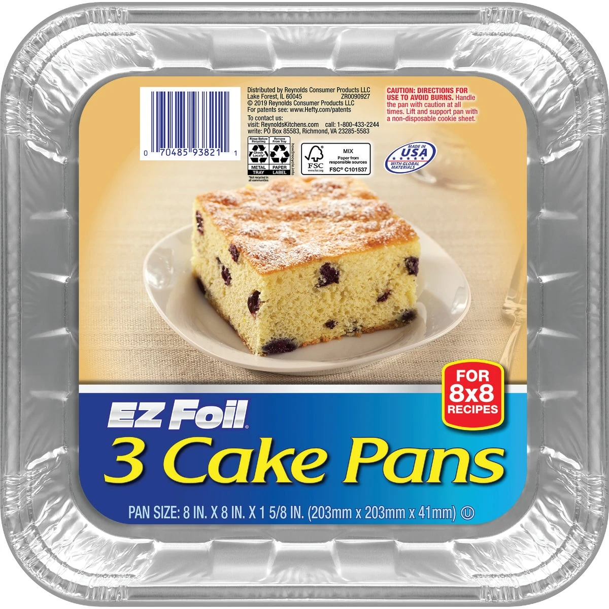 EZ Foil Cake Pan, Square, 3-Pk.