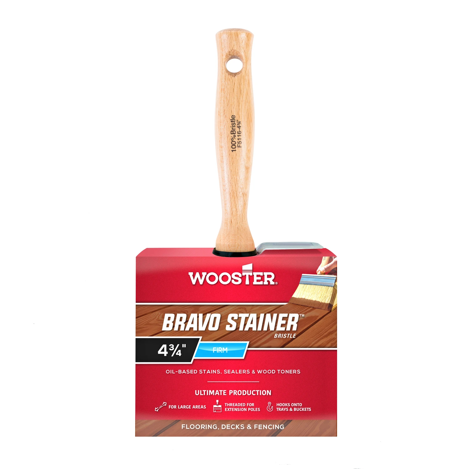Bravo Stainer 4-3/4 In. Flat Stain Brush With Threaded Handle
