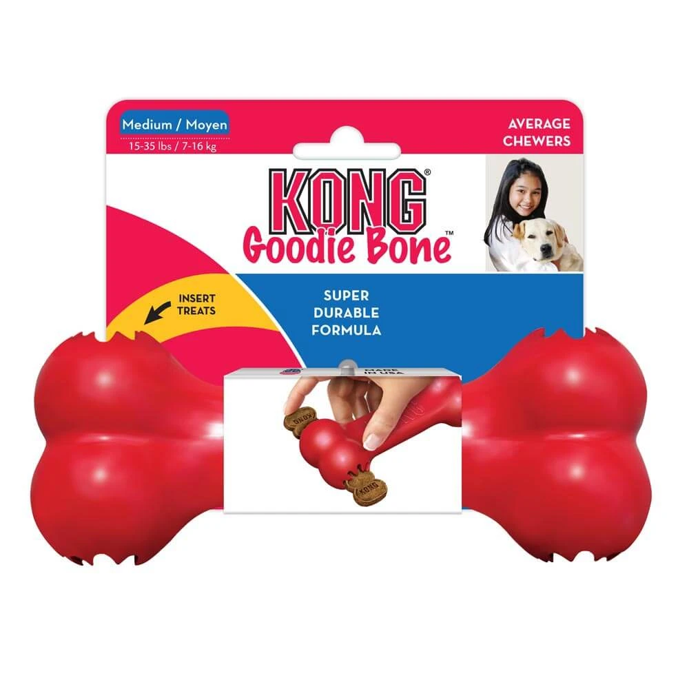 Goodie Bone Dog Toy, Red Rubber, 7-inch For Medium Chewers