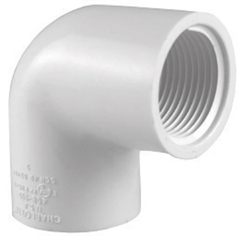 Schedule 40 90-Degree Pipe Elbow, Female x Female Thread, White, 3/4 In.