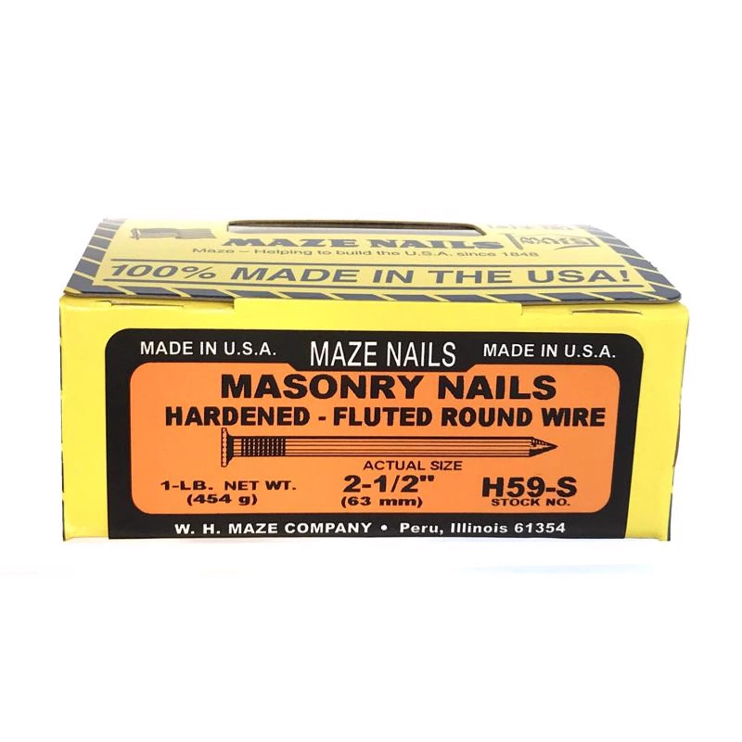 2-1/2 In. 9 Ga Hardened Steel Fluted Masonry Nails - 77 Count