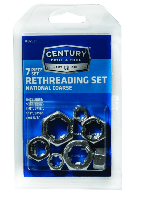 Seven Piece Right Hand Fractional Rethreading Die Set High Carbon Alloy Steel