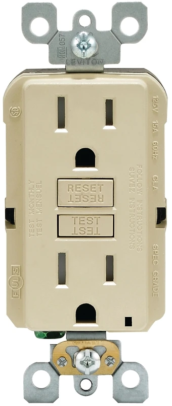 Leviton SmartlockPro 15 amps 125 V Duplex Ivory GFCI Outlet 5-15R 1 pk