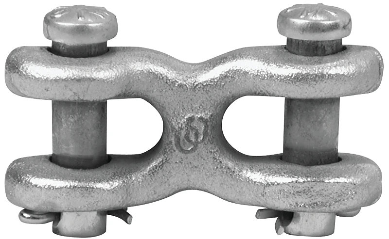 7/16 In. X 1/2 In. Zinc-plated Forged Steel Double Clevis Link - 9200 Lb Capacity