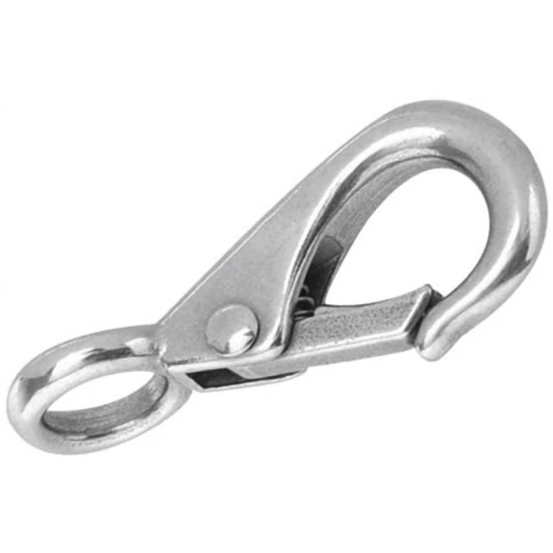 5/8" Rigid Round Eye Quick Snap, 2-7/8" Length, Stainless Steel, 160 Lb