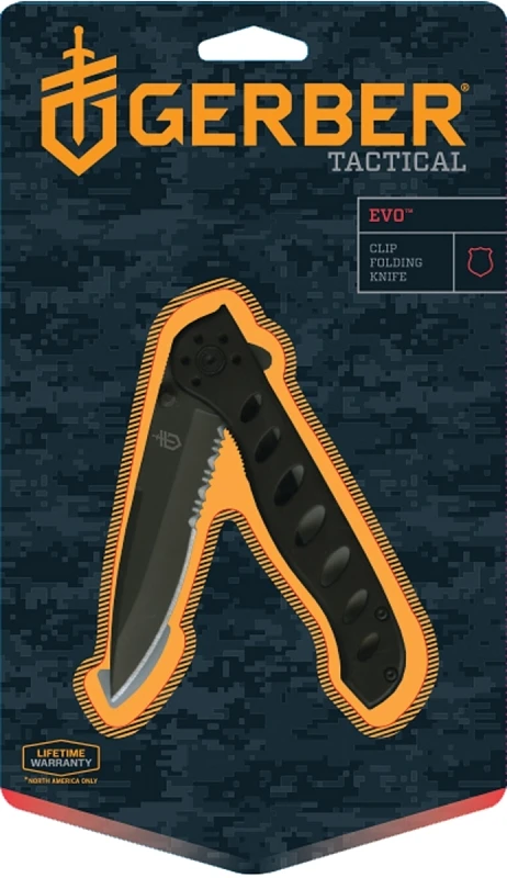 22-41432 Evo Folding Knife, 3.43" Blade, High Carbon Stainless Steel, Black Handle