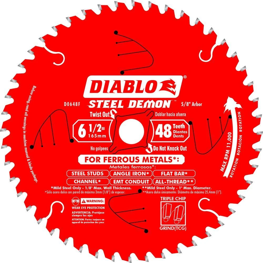 6.5-Inch 48 Teeth Per Inch Ferrous Metal Cutting Circular Saw Blade