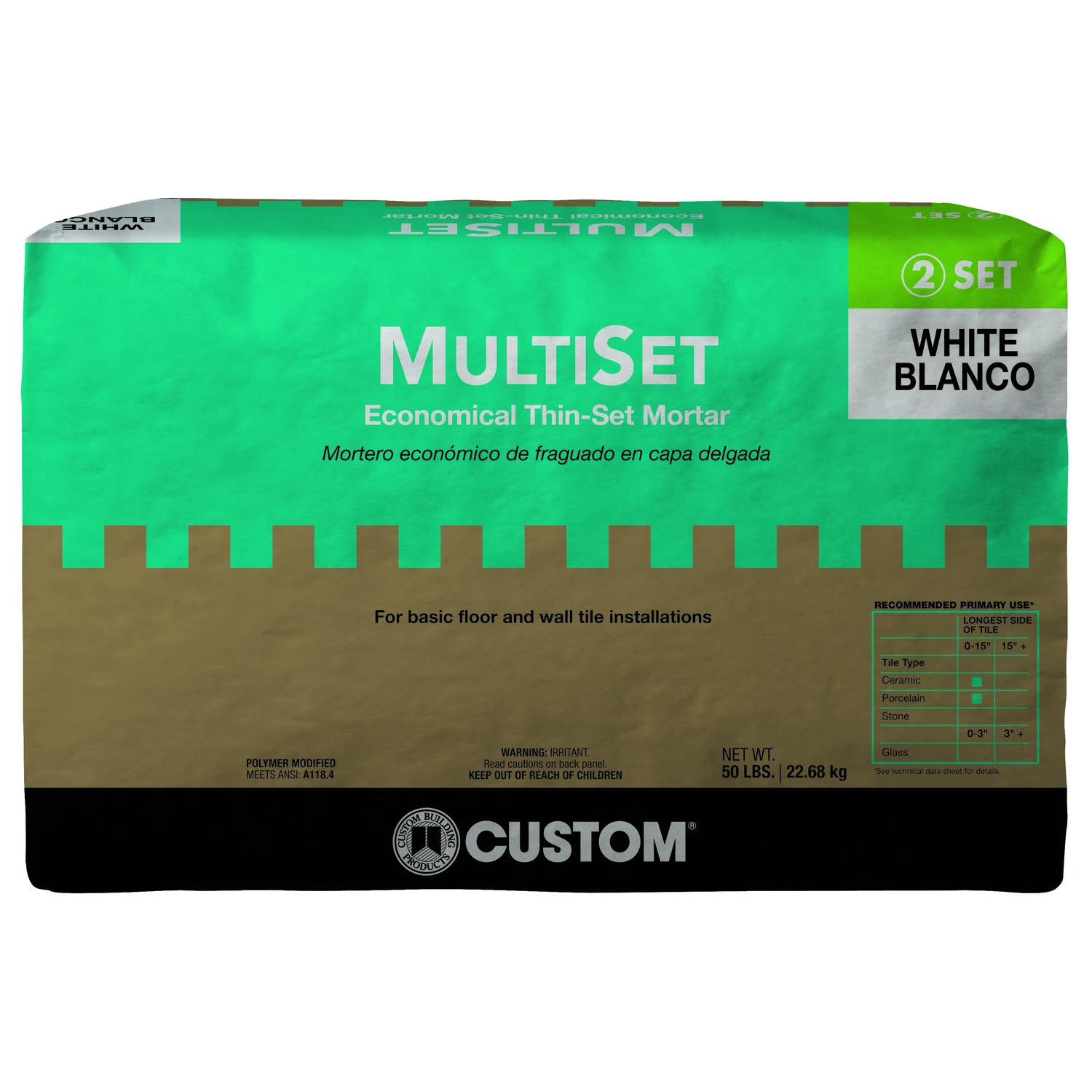 Multiset 50 Lb. White Modified Thin-set Mortar For Tile Installations